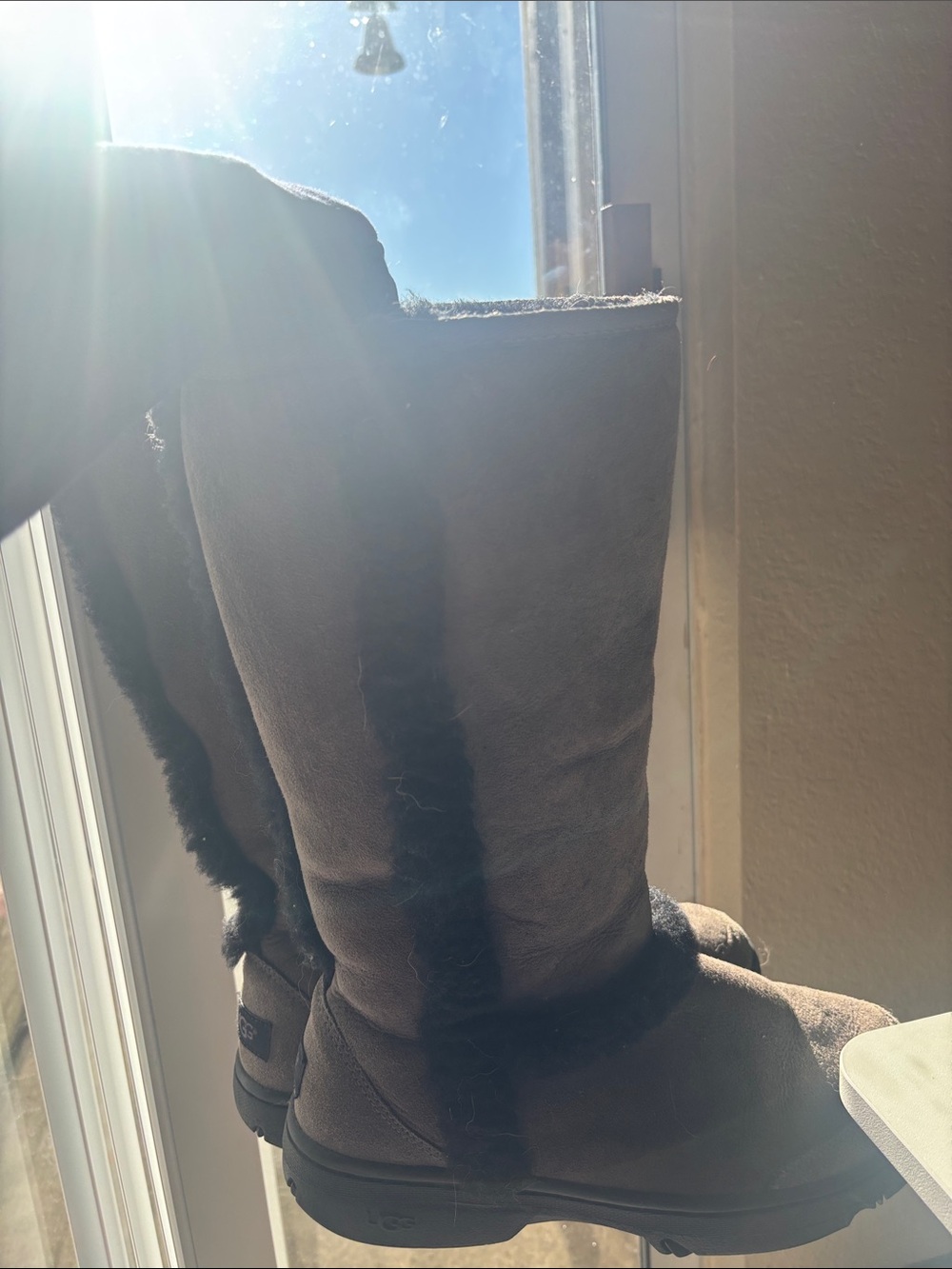 UGG Tall Shearling Lined Boots in Grey and Black